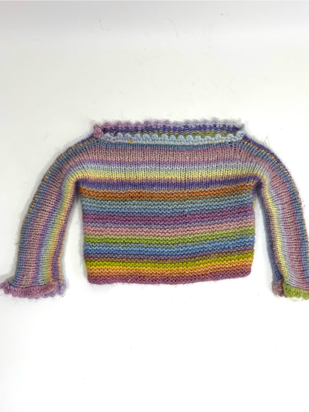Gently Used Handmade Pastel Rainbow Baby Sweater 12-18M